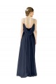 Bleu marine foncé Trapèze Bretelles spaghetti Mousseline Longue Robes demoiselle d'honneur en Gros
