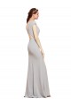 Bleu marine foncé Trapèze Col Bateau Crêpe Stretch Longue Formelles Robes demoiselle d'honneur / Robes de soirée / Robes de bal en Gros