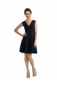 Bleu marine foncé Trapèze Col V Dentelle Courte Robes demoiselle d'honneur / Robes de cocktail en Gros