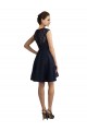 Bleu marine foncé Trapèze Col V Dentelle Courte Robes demoiselle d'honneur / Robes de cocktail en Gros
