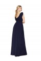 Bleu marine foncé Trapèze Col V Mousseline Longue Formelles Robes demoiselle d'honneur / Robes de soirée / Robes de bal en Gros