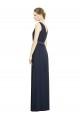 Bleu marine foncé Trapèze Col V Mousseline Longue Robes demoiselle d'honneur en Gros