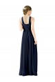Bleu marine foncé Trapèze Col V Mousseline Longue Robes demoiselle d'honneur en Gros