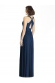 Bleu marine foncé Trapèze Col V Mousseline Longue Robes demoiselle d'honneur en Gros