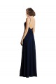 Bleu marine foncé Trapèze Col V Mousseline Longue Robes demoiselle d'honneur en Gros