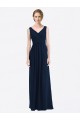 Bleu marine foncé Trapèze Col V Mousseline Longue Robes demoiselle d'honneur en Gros