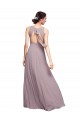 Bleu marine foncé Trapèze Col V Mousseline Longue Robes demoiselle d'honneur en Gros