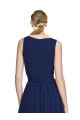Bleu marine foncé Trapèze Col V Mousseline Longue Robes demoiselle d'honneur en Gros
