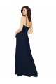 Bleu marine foncé Trapèze Col V Mousseline Longue Robes demoiselle d'honneur en Gros