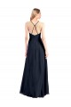 Bleu marine foncé Trapèze Col V Mousseline Longue Robes demoiselle d'honneur / Robes de bal en Gros