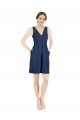 Bleu marine foncé Trapèze Col V Satiné Courte Robes demoiselle d'honneur / Robes de cocktail en Gros