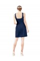 Bleu marine foncé Trapèze Col V Satiné Courte Robes demoiselle d'honneur / Robes de cocktail en Gros