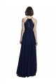 Bleu marine foncé Trapèze Licou Col Haut Mousseline Longue Robes demoiselle d'honneur en Gros