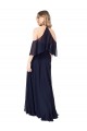 Bleu marine foncé Trapèze Licou Col Haut Mousseline Longue Robes demoiselle d'honneur en Gros