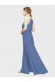 Bleu marine foncé Trapèze Licou Mousseline Longue Robes demoiselle d'honneur en Gros