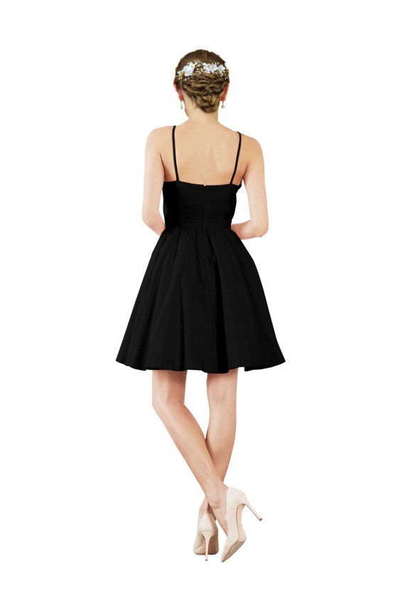 Bleu marine foncé Trapèze Licou Satiné Courte Robes demoiselle d'honneur / Robes de cocktail en Gros