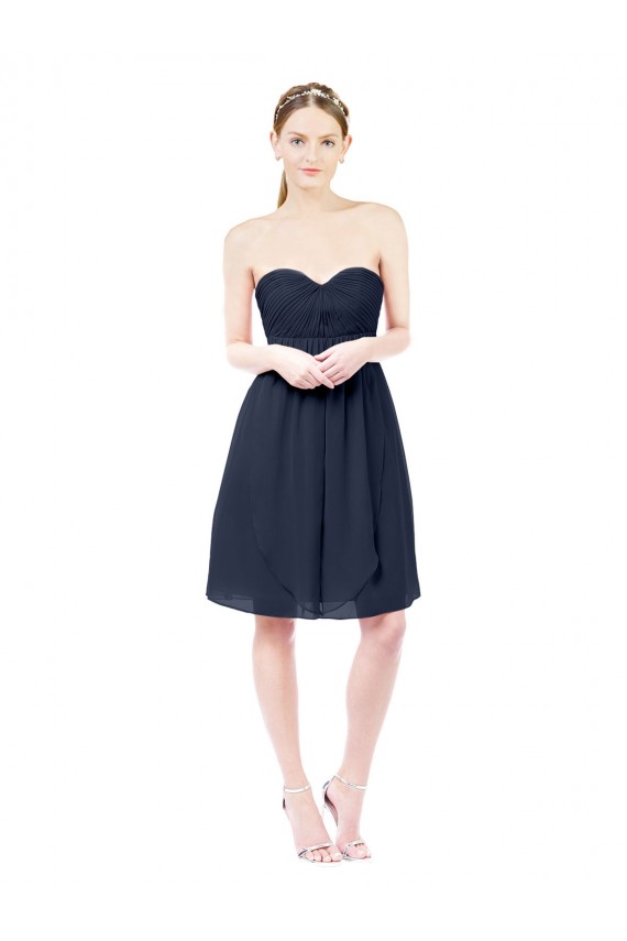 Bleu marine foncé Trapèze Mousseline Courte Robes demoiselle d'honneur / Robes de cocktail en Gros