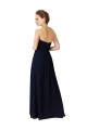 Bleu marine foncé Trapèze Mousseline Longue Asymétrique Robes demoiselle d'honneur en Gros