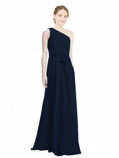 Bleu marine foncé Trapèze Mousseline Longue Robes demoiselle d'honneur en Gros