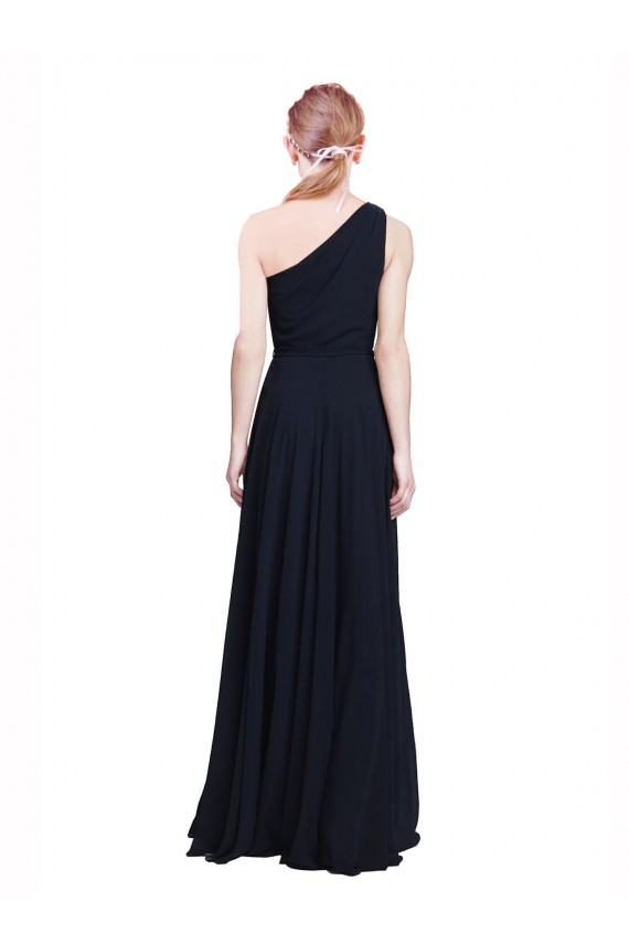 Bleu marine foncé Trapèze Mousseline Longue Robes demoiselle d'honneur en Gros