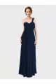 Bleu marine foncé Trapèze Mousseline Longue Robes demoiselle d'honneur en Gros