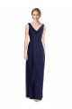 Bleu marine foncé Trapèze Mousseline Longue Robes demoiselle d'honneur en Gros
