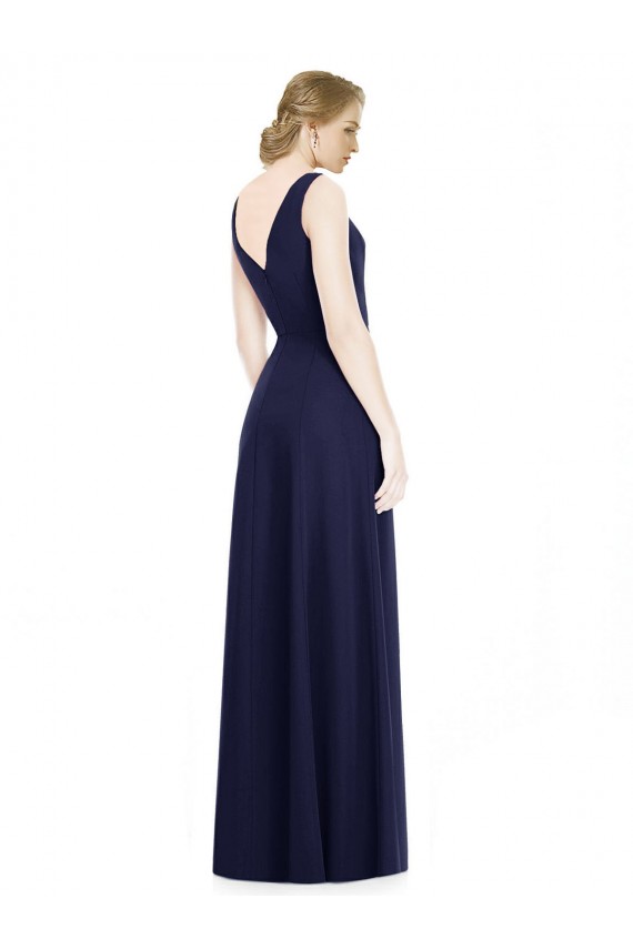 Bleu marine foncé Trapèze Mousseline Longue Robes demoiselle d'honneur en Gros