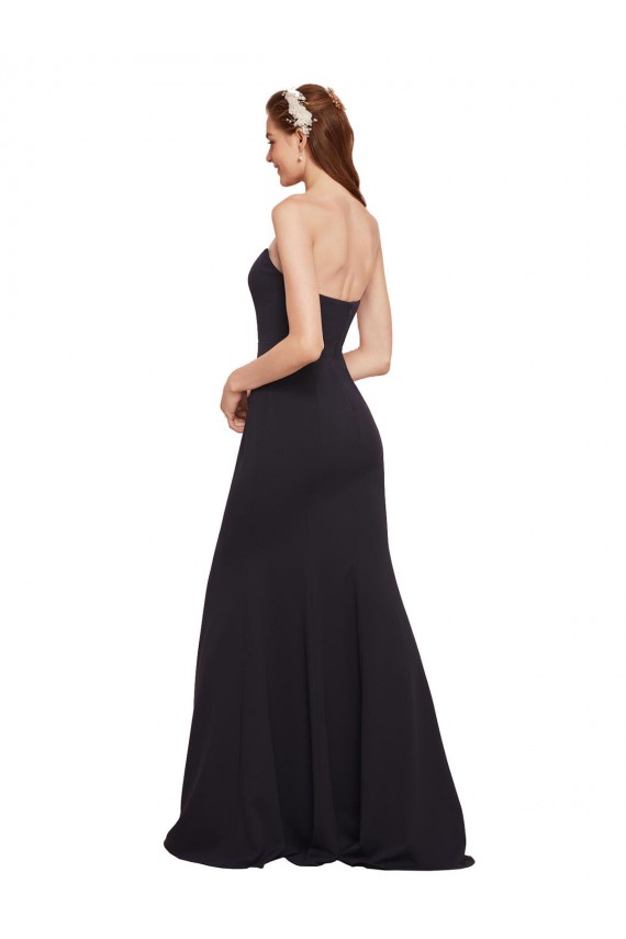 Bleu marine foncé Trapèze Sans bretelle Crêpe Stretch Longue Formelles Robes demoiselle d'honneur / Robes de soirée / Robes de bal en Gros