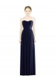 Bleu marine foncé Trapèze Sans bretelle Mousseline Longue Formelles Robes demoiselle d'honneur / Robes de soirée en Gros