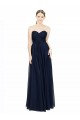 Bleu marine foncé Trapèze Sans bretelle Mousseline Longue Robes demoiselle d'honneur en Gros