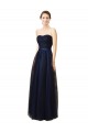 Bleu marine foncé Trapèze Sans bretelle Tulle Longue Robes demoiselle d'honneur en Gros