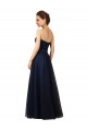 Bleu marine foncé Trapèze Sans bretelle Tulle Longue Robes demoiselle d'honneur en Gros