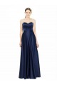Bleu marine foncé Trapèze Satiné Stretch Longue Formelles Robes demoiselle d'honneur / Robes de soirée en Gros
