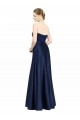 Bleu marine foncé Trapèze Satiné Stretch Longue Formelles Robes demoiselle d'honneur / Robes de soirée en Gros