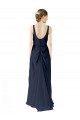 Bleu marine foncé Trapèze Scoop Mousseline Longue Robes demoiselle d'honneur en Gros