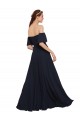 Bleu marine foncé Trapèze Épaule Dénudée Mousseline Longue Robes demoiselle d'honneur / Robes de bal en Gros