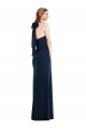 Bleu marine foncé Trompette Col Haut Crêpe Stretch Longue Robes demoiselle d'honneur / Robes de bal en Gros