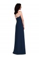Bleu marine foncé Trompette Licou Crêpe Stretch Longue Robes demoiselle d'honneur en Gros
