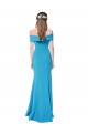 Bleu paon Fourreau Épaule Dénudée Crêpe Stretch Longue Formelles Robes demoiselle d'honneur / Robes de soirée / Robes de bal en Gros