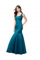 Bleu paon Sirène Bateau Satiné Longue Robes demoiselle d'honneur / Robes de bal en Gros