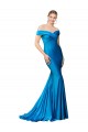 Bleu paon Sirène Épaule Dénudée Satiné Longue Formelles Robes demoiselle d'honneur / Robes de soirée / Robes de bal en Gros