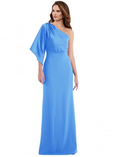 Bleu paon Trompette Crêpe Stretch Longue Robes demoiselle d'honneur / Robes de bal en Gros