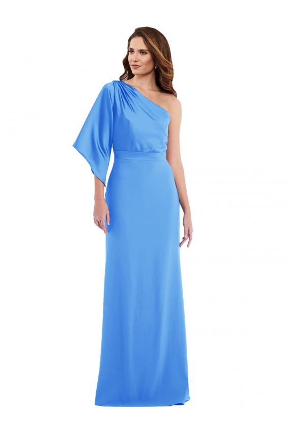 Bleu paon Trompette Crêpe Stretch Longue Robes demoiselle d'honneur / Robes de bal en Gros