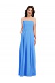 Bleu paon Trompette Sans bretelle Crêpe Stretch Longue Robes demoiselle d'honneur / Robes de bal en Gros