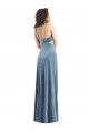 Bleu poussiéreux Fourreau Col Carré Velours Stretch Longue Formelles Robes demoiselle d'honneur / Robes de soirée / Robes de bal en Gros