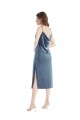 Bleu poussiéreux Fourreau Velours Stretch Longue Robes demoiselle d'honneur / Robes de bal en Gros