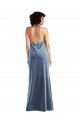 Bleu poussiéreux Fourreau Velours Stretch Longue Robes demoiselle d'honneur / Robes de bal en Gros