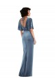 Bleu poussiéreux Fourreau Velours Stretch Longue Robes demoiselle d'honneur / Robes de bal en Gros