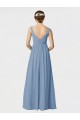 Bleu poussiéreux Trapèze Bretelles spaghetti Mousseline Longue Robes demoiselle d'honneur en Gros