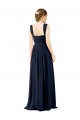 Bleu poussiéreux Trapèze Col Carré Mousseline Longue Robes demoiselle d'honneur en Gros
